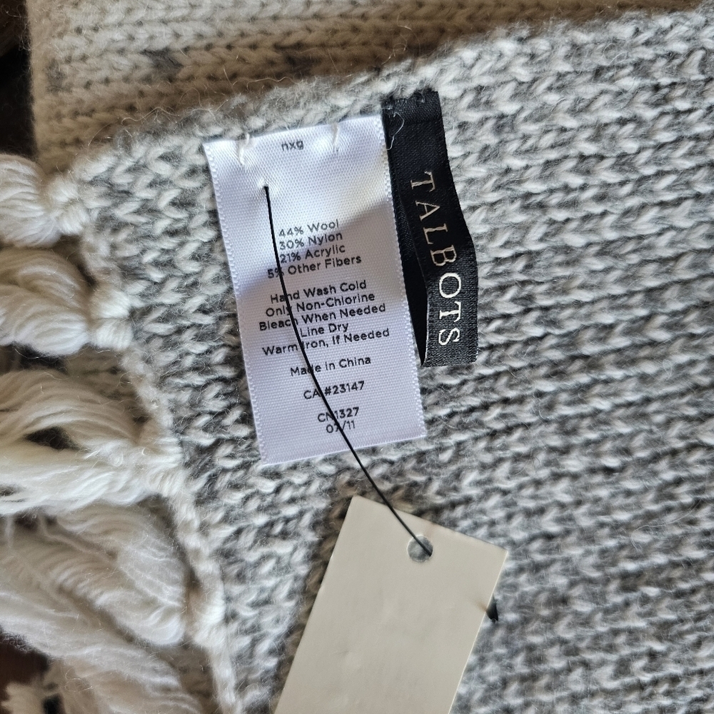NWT Talbots wool blend cableknit tassel gift Christmas warm soft winter scarf - Picture 7 of 7